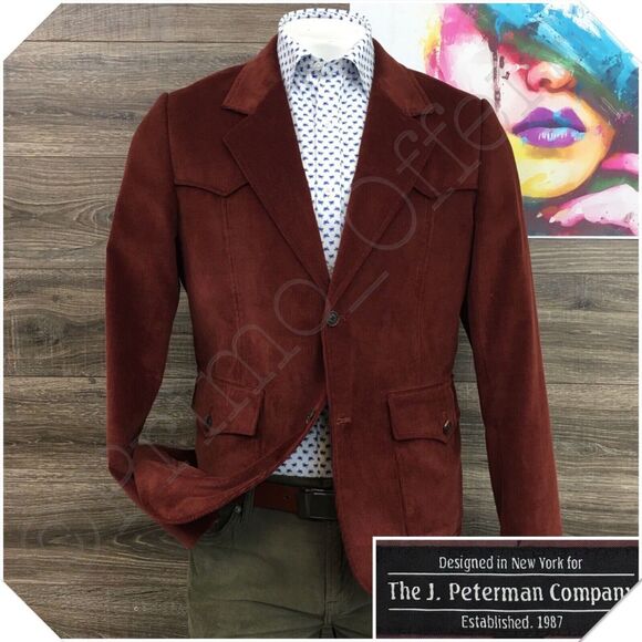 J‎ PETERMAN Mens Corduroy Blazer Sport Coat Casual Jacket Size 44 Cotton Suit - Picture 1 of 12